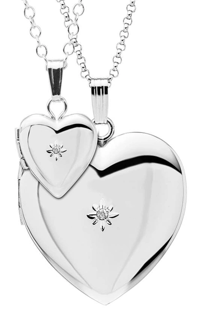 Shop Mignonette Mother & Daughter Locket Set In Silver