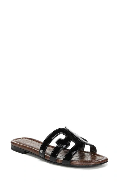 Shop Sam Edelman Bay Cutout Slide Sandal In Black Patent Leather