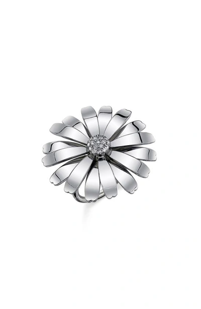 Shop Sheryl Lowe Daisy Ring In Sterling Silver