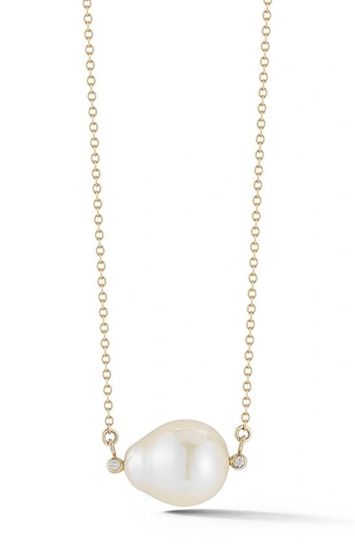 Shop Mizuki Pearl Pendant Necklace In White Freshwater Pearl