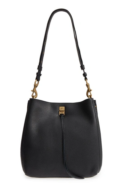 Shop Rebecca Minkoff Darren Deerskin Leather Shoulder Bag In Black