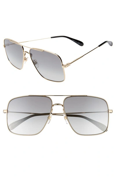 Shop Givenchy 61mm Navigator Sunglasses In Gold/ Grey