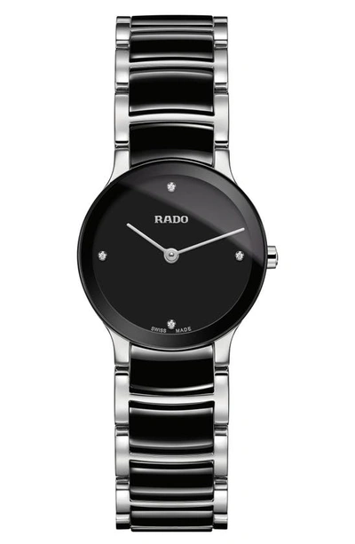 Shop Rado Centrix Diamond Bracelet Watch, 23mm In Black/ Silver