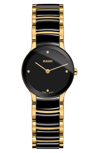 Shop Rado Centrix Diamond Bracelet Watch, 23mm In Black/ Gold