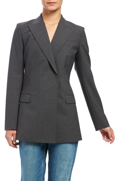 Shop Theory Buttonless Double-breasted Stretch Good Wool Blazer In Char Mal