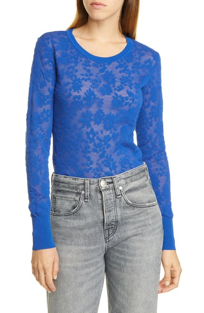 Shop Rag & Bone Perry Floral Jacquard Pullover In Blue Paradise