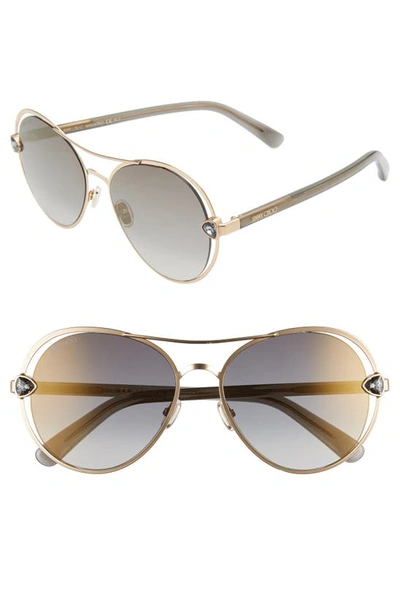 Shop Jimmy Choo Sarah 56mm Aviator Sunglasses In Gold Black/ Grey