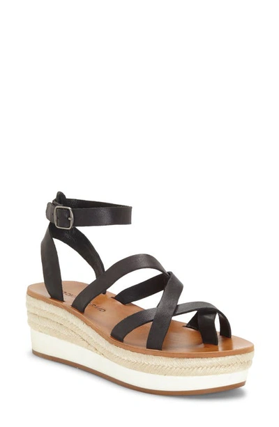 Shop Lucky Brand Jakina Platform Wedge Sandal In Black Leather