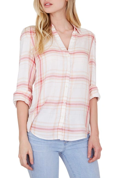 Shop Paige Enid Plaid Shirt In White/ Burnt Sienna