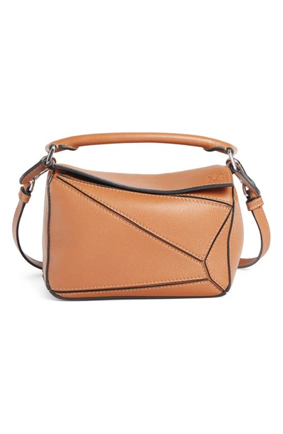 Shop Loewe Mini Puzzle Calfskin Leather Bag In Tan