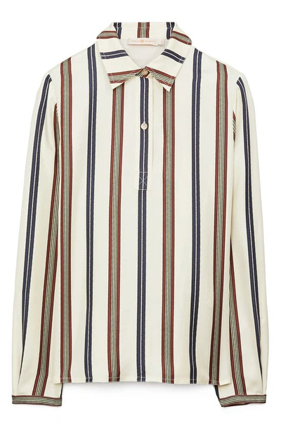 Shop Tory Burch Stripe Silk Shirt In Border Stripe