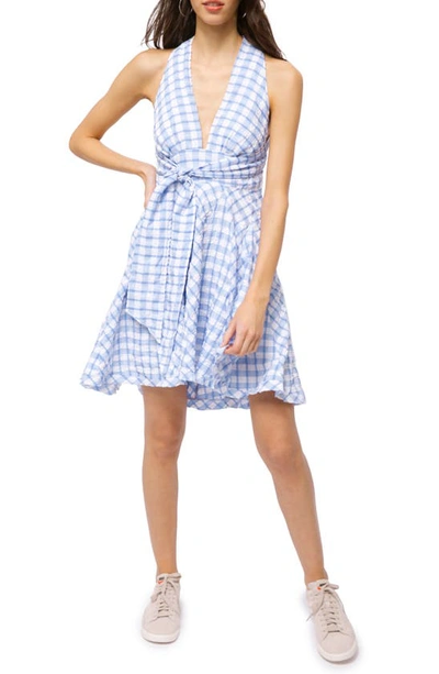 Shop Free People Do The Twist Seersucker Halter Sundress In Blue Combo