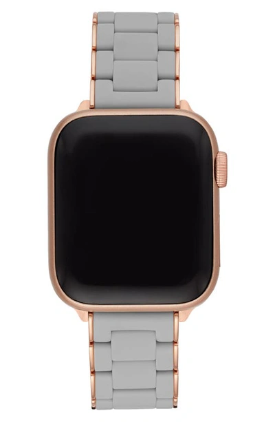 Shop Michele Apple Watch Wrapped Silicone Bracelet Strap In Grey