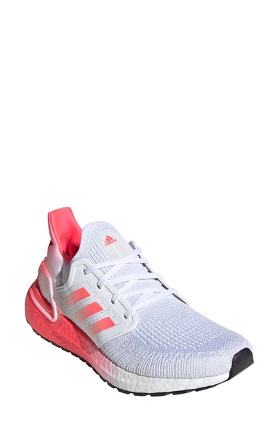 Shop Adidas Originals Ultraboost 20 Running Shoe In White/ Signal Pink
