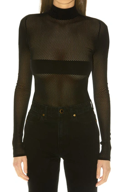 Shop Fendi Micro Mesh Bra & Bodysuit In Black