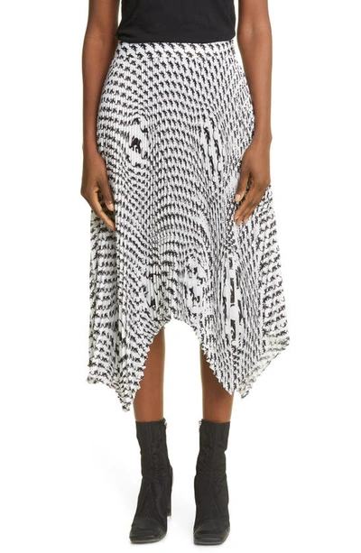 Shop Marine Serre Psychedelic Salamander Print Asymmetrical Pleated Skirt In White With Print