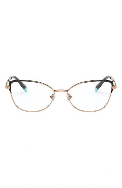 Shop Tiffany & Co 53mm Butterfly Optical Glasses In Rubedo/ Black