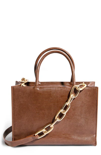 Shop House Of Want We Gram Small Tote In Chocolate Lizard