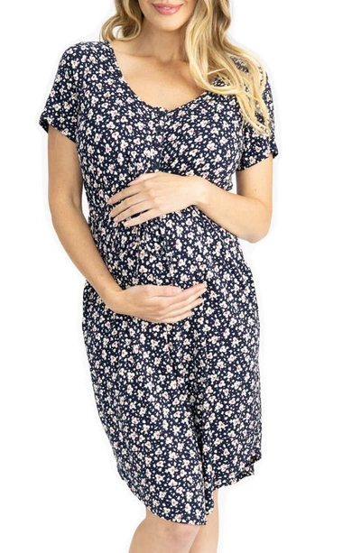 Shop Angel Maternity Maternity/nursing Dress In Navy