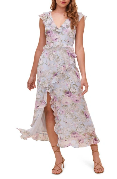 Shop Astr Tempest Floral Midi Dress In Ivory Lilac