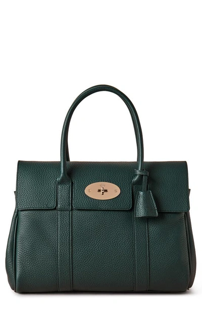 Shop Mulberry Bayswater Leather Satchel In  Green