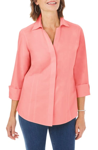 Shop Foxcroft Taylor Fitted Non-iron Shirt In Coral Spice