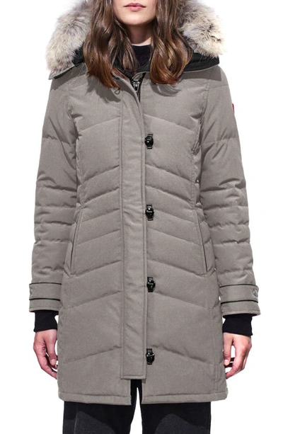 Shop Canada Goose Lorette Fusion Fit Hooded Down Parka With Genuine Coyote Fur Trim In Limestone