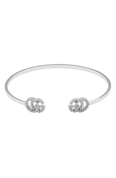 Shop Gucci Running-g Diamond Cuff Bracelet In White Gold/ Diamond