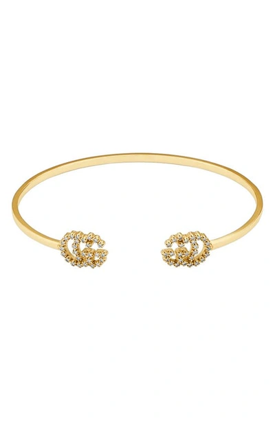 Shop Gucci Running-g Diamond Cuff Bracelet In Yellow Gold/ Diamond
