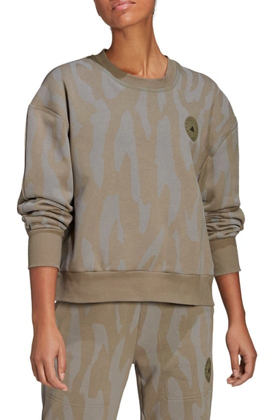 Shop Adidas By Stella Mccartney Animal Print Sweatshirt In Clay/ Dove Grey