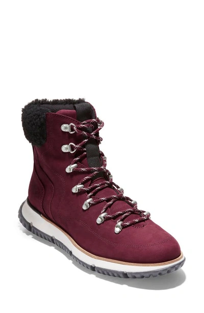Shop Cole Haan Zerogrand Waterproof Boot With Genuine Shearling Trim In Tawny Port Rough Buck Leather