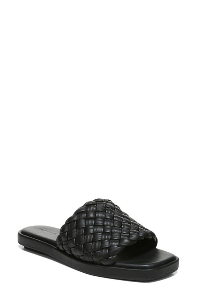 Shop Vince Rumi Woven Leather Slide Sandal In Black