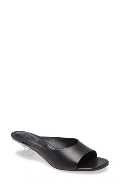 Shop Tod's Clear Heel Slide Sandal In Black