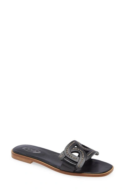 Shop Tod's Kate Chain Detail Slide Sandal In Black