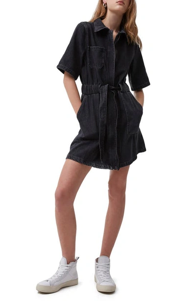 Shop French Connection Rodetta Recycled Nonstretch Denim Minidress In Washed Black