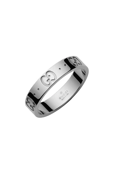 Shop Gucci Icon Band Ring In White Gold