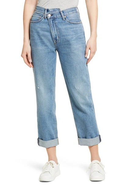 Shop Noend Uma '90s High Waist Loose Straight Leg Roll Cuff Jeans In Nile
