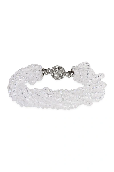 Shop Saachi White Simply Elegant Crystal Bracelet In Clear White