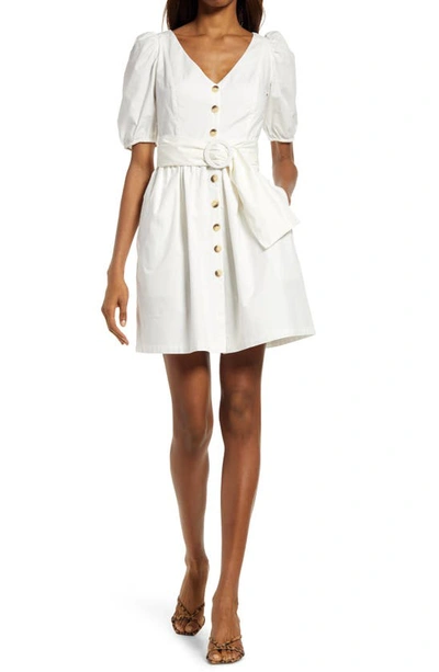 Shop French Connection Besima Belted Cotton Poplin Dress In Summer White
