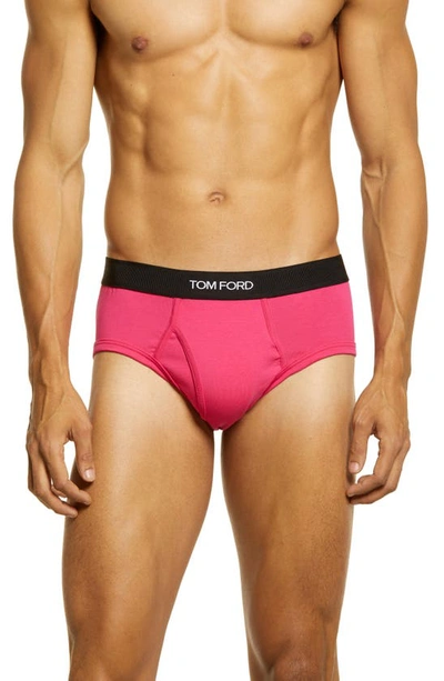 Shop Tom Ford Cotton Stretch Jersey Briefs In Hot Pink
