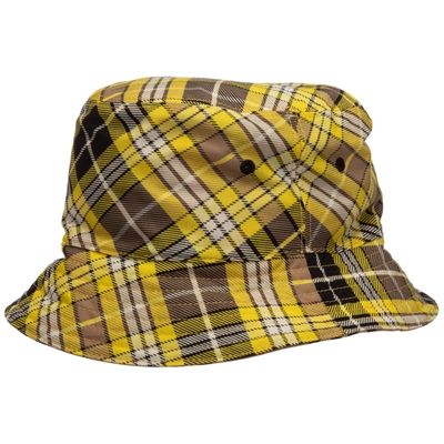 Burberry Reversible Checked Wool-blend Twill Bucket Hat In Yellow