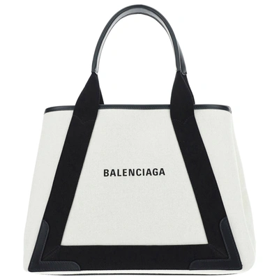 Shop Balenciaga Women's Handbag Shopping Bag Purse In In Nylon  Navy Cabas In White