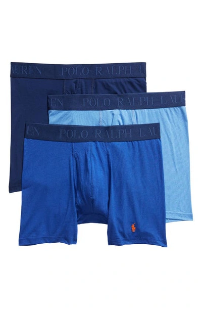 Shop Polo Ralph Lauren 4d 3-pack Cotton & Modal Boxer Briefs In Blue Multi
