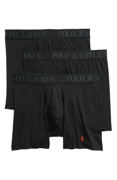 Shop Polo Ralph Lauren 4d 3-pack Cotton & Modal Boxer Briefs In Black