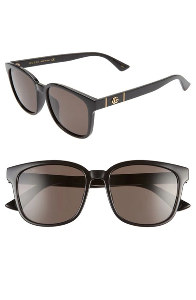 Shop Gucci 56mm Square Sunglasses In Black/ Grey