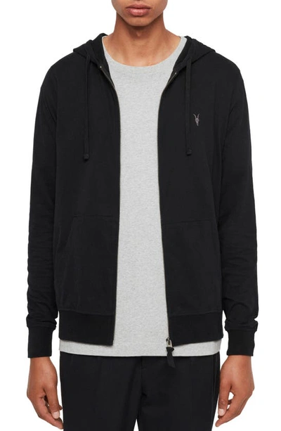 Shop Allsaints Brace Slim Fit Zip Hoodie In Jet Black