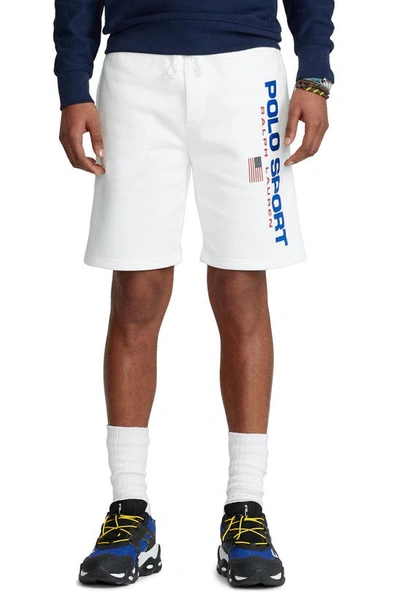Shop Polo Ralph Lauren Fleece Drawstring Shorts In White