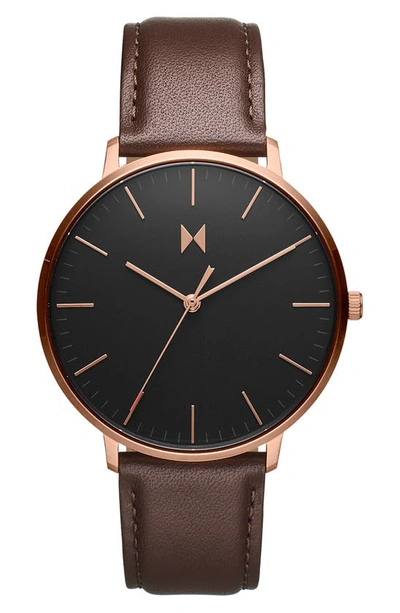 Shop Mvmt Legacy Slim Leather Strap Watch, 42mm In Black/ Brown