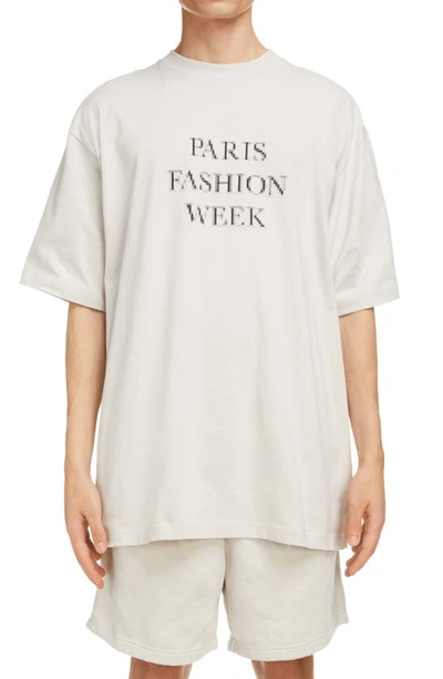 Shop Balenciaga Paris Fashion Week Oversize Graphic Tee In Cement Grey