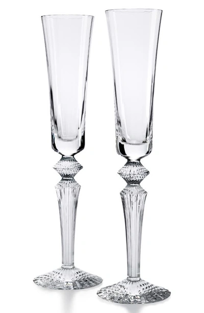 Shop Baccarat Mille Nuits Flutissimo Set Of 2 Lead Crystal Flutes In Clear